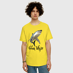 Футболка оверсайз мужская Большая белая акула, цвет: желтый — фото 2