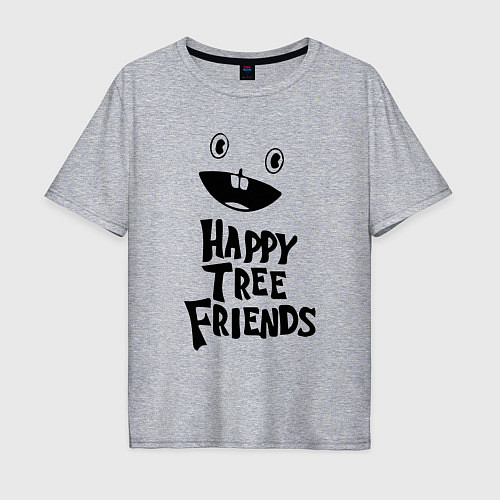 Мужская футболка оверсайз Happy Three Friends - LOGO / Меланж – фото 1