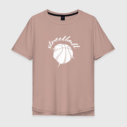 Мужская футболка оверсайз Streetball lettering / Пыльно-розовый – фото 1