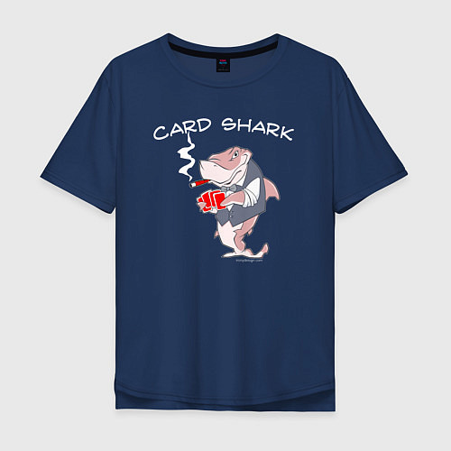 Мужская футболка оверсайз Карточная акула с сигарой / Тёмно-синий – фото 1