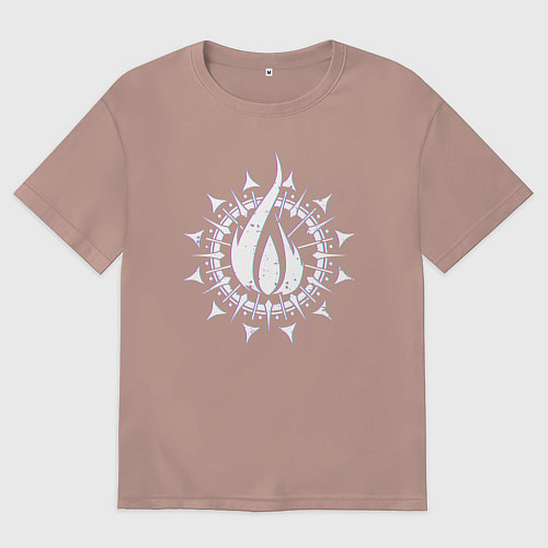 Мужская футболка оверсайз In flames - logo neon / Пыльно-розовый – фото 1