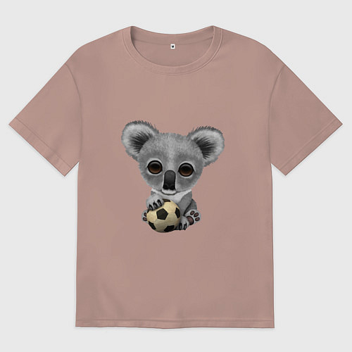 Мужская футболка оверсайз Футбол - Коала / Пыльно-розовый – фото 1