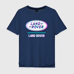 Мужская футболка оверсайз Значок Land Rover в стиле glitch