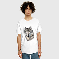 Футболка оверсайз мужская The leader of a pack of wolves, цвет: белый — фото 2