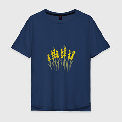 Футболка оверсайз мужская Желтые полевые цветы, цвет: тёмно-синий