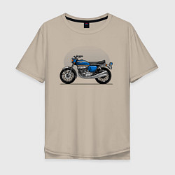 Мужская футболка оверсайз Синий классический мотоицкл