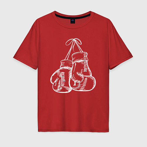 Мужская футболка оверсайз Боксерские перчатки на груди / Красный – фото 1