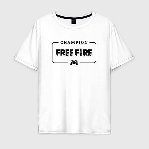 Мужская футболка оверсайз Free Fire gaming champion: рамка с лого и джойстик / Белый – фото 1