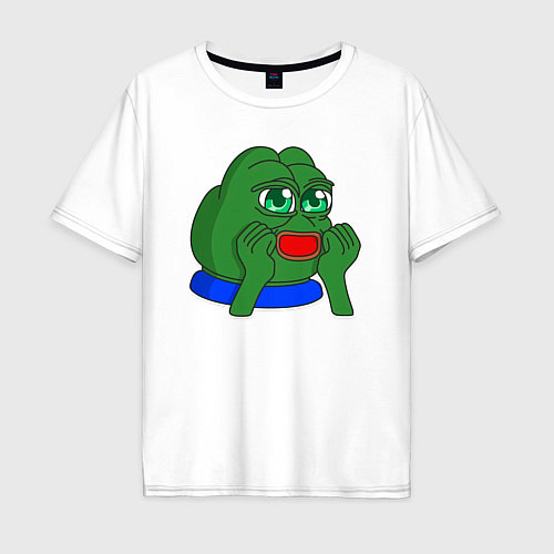 Мужская футболка оверсайз Лягушонок Пепе каваии / Белый – фото 1