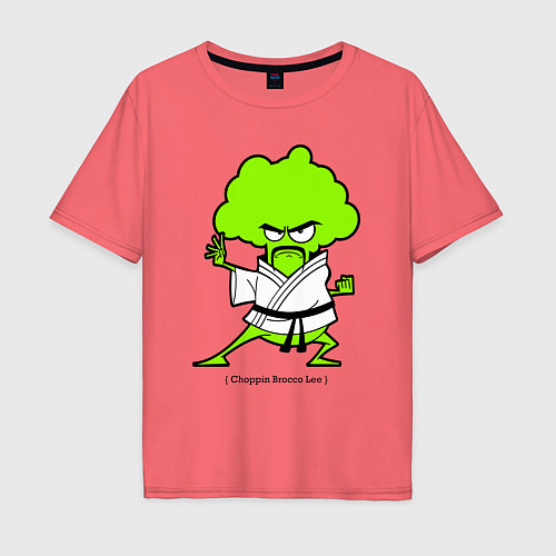 Мужская футболка оверсайз Choppin Brocco Lee / Коралловый – фото 1