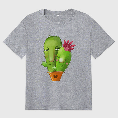 Мужская футболка оверсайз Любовь и кактусы / Меланж – фото 1