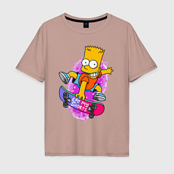 Мужская футболка оверсайз Барт Симпсон на скейтборде - Eat my shorts!
