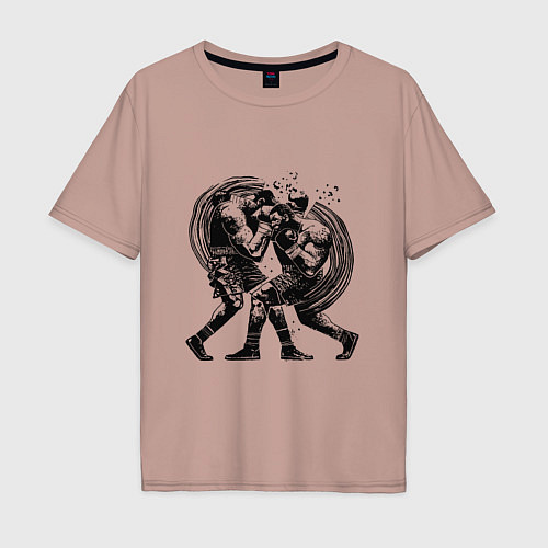 Мужская футболка оверсайз Бокс / Пыльно-розовый – фото 1