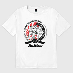 Футболка оверсайз мужская Джиу-джитсу Jiujitsu emblem, цвет: белый
