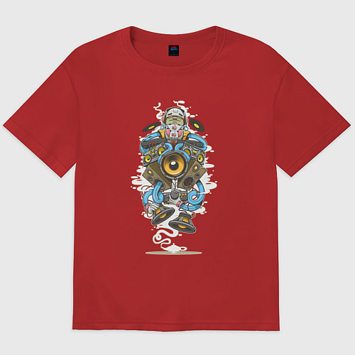 Мужская футболка оверсайз Музыкальный Джинн / Красный – фото 1