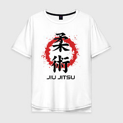 Мужская футболка оверсайз Jiu jitsu red splashes logo