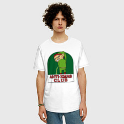 Футболка оверсайз мужская Anti christmas club, цвет: белый — фото 2