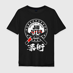 Футболка оверсайз мужская Brazilian splashes Jiu jitsu logo, цвет: черный