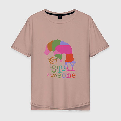 Мужская футболка оверсайз Оставайся классным / Пыльно-розовый – фото 1
