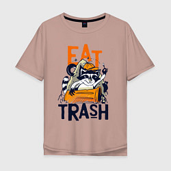 Мужская футболка оверсайз Ешь мусор - мусорная панда