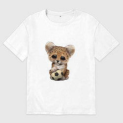 Футболка оверсайз мужская Футбол - Леопард, цвет: белый