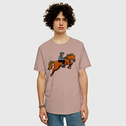Футболка оверсайз мужская Наездник на лошади, цвет: пыльно-розовый — фото 2