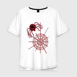 Мужская футболка оверсайз Стилизованный под брошку паук на паутине
