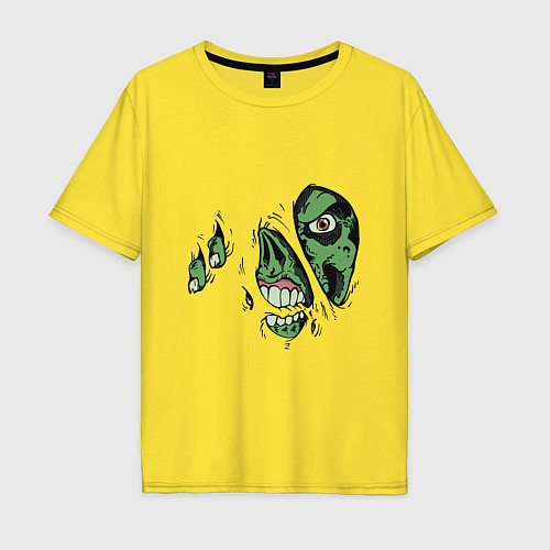 Мужская футболка оверсайз Zombie Monster / Желтый – фото 1