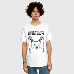 Футболка оверсайз мужская Bring Me the Horizon - rock cat, цвет: белый — фото 2