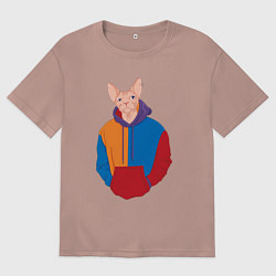 Футболка оверсайз мужская Сфинкс в худи, цвет: пыльно-розовый