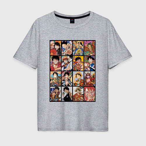 Мужская футболка оверсайз Такой разный Луффи - One Piece / Меланж – фото 1