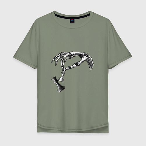 Мужская футболка оверсайз Рука с шахматами / Авокадо – фото 1