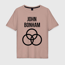 Футболка оверсайз мужская John Bonham - Led Zeppelin - legend, цвет: пыльно-розовый