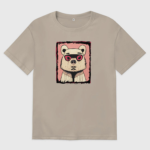 Мужская футболка оверсайз Милый медведик / Миндальный – фото 1