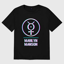 Футболка оверсайз мужская Marilyn Manson glitch rock, цвет: черный