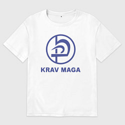 Футболка оверсайз мужская Krav maga military combat system emblem, цвет: белый