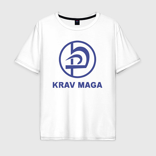 Мужская футболка оверсайз Krav maga military combat system emblem / Белый – фото 1