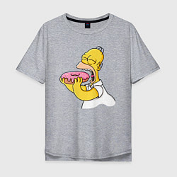 Мужская футболка оверсайз Гомер Симпсон нацелился на пончик