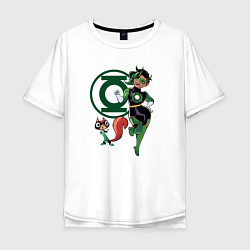 Мужская футболка оверсайз Белка Зеленого фонаря DC Лига Суперпитомцы
