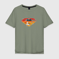 Мужская футболка оверсайз Супермен и его пес Крипто DC Лига Суперпитомцы