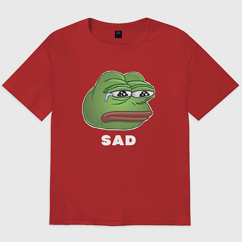 Мужская футболка оверсайз Sad Pepe art / Красный – фото 1