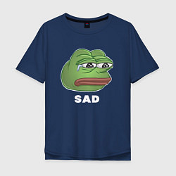 Футболка оверсайз мужская Sad Pepe art, цвет: тёмно-синий