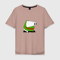Футболка оверсайз мужская Booba Pepe, цвет: пыльно-розовый