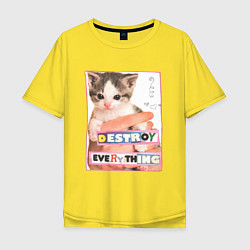 Мужская футболка оверсайз Destroy everything kitty