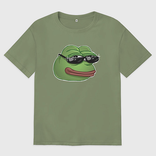 Мужская футболка оверсайз Пепе в очках / Авокадо – фото 1