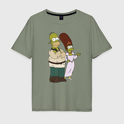 Мужская футболка оверсайз Homer and Marge in Shrek