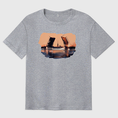 Мужская футболка оверсайз Закат в Питере / Меланж – фото 1