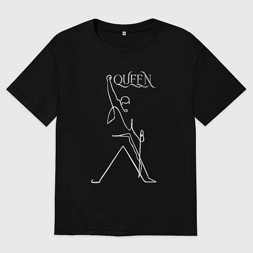 Мужская футболка оверсайз Queen- Фредди и микрофон / Черный – фото 1