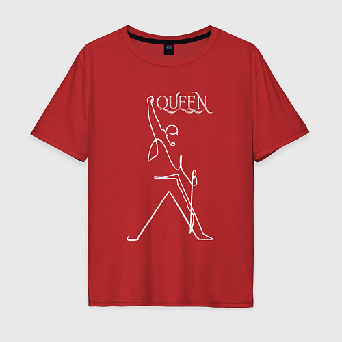 Мужская футболка оверсайз Queen- Фредди и микрофон / Красный – фото 1