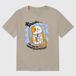 Мужская футболка оверсайз Толстый кот Жрать это что-то невероятное